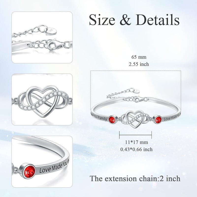 AOBOCO 925 Sterling Silver Adjustable Infinity Heart Bangle Bracelet for Sister Best Friend Daughter Mom Grandma Granddaughter Daughter in Law Godmother Goddaughter Stepmom Stepdaughter - Image 4